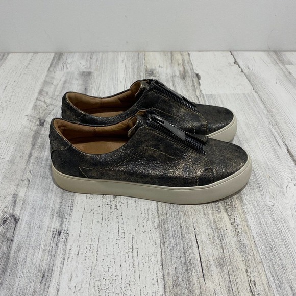 Frye Leather gold zip up Slip-On Sneakers size 7.5 - Picture 2 of 10